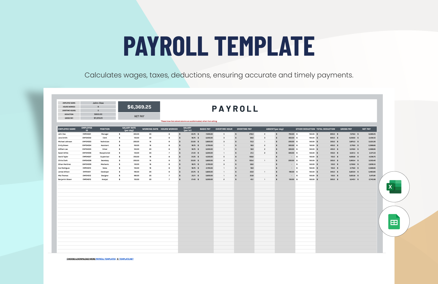 Excel payroll